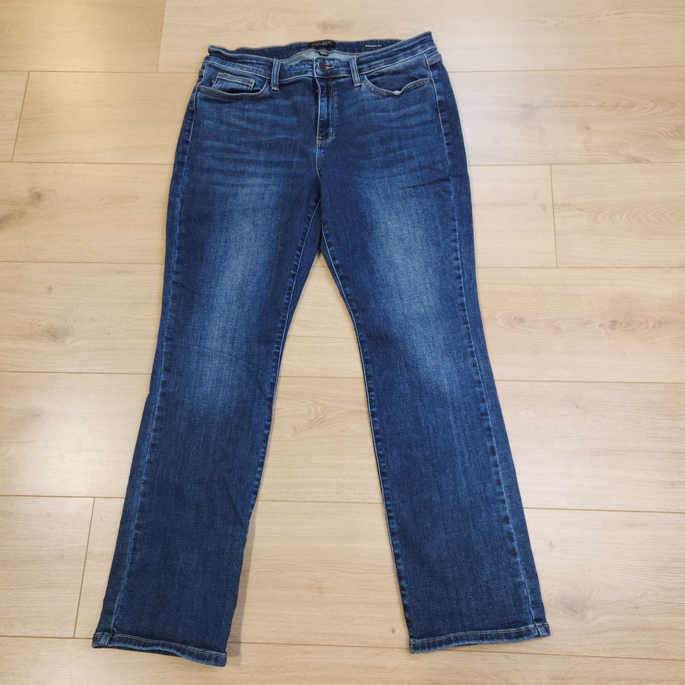 Judy Blue Straight Leg Jeans Womens 15/32 Blue Dark Wash Mid Rise Stretch